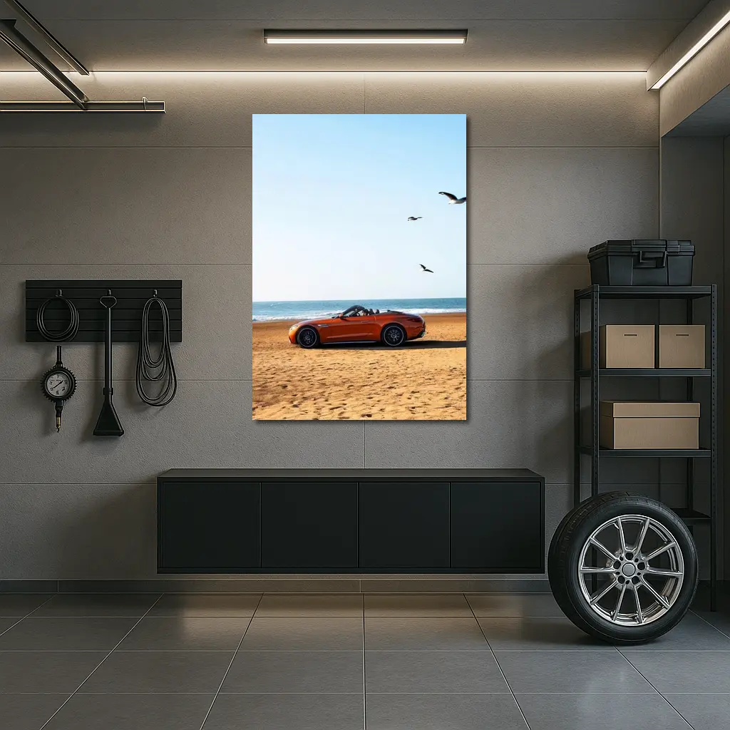 Mercedes SL Class Roadster On Sandy Beach – Wall Art