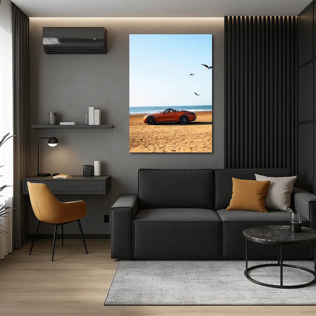 Mercedes SL Class Roadster On Sandy Beach – Wall Art