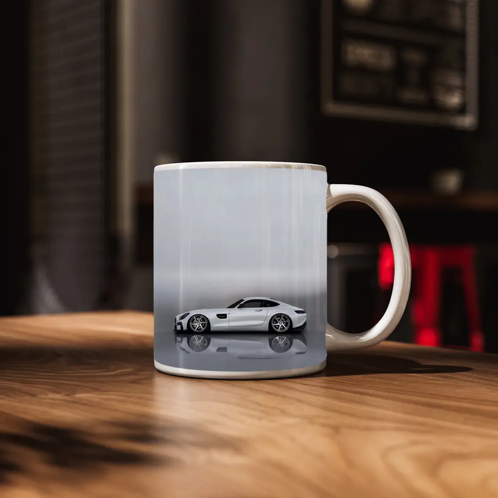 Mercedes AMG GT White Studio Side Profile – Mugs