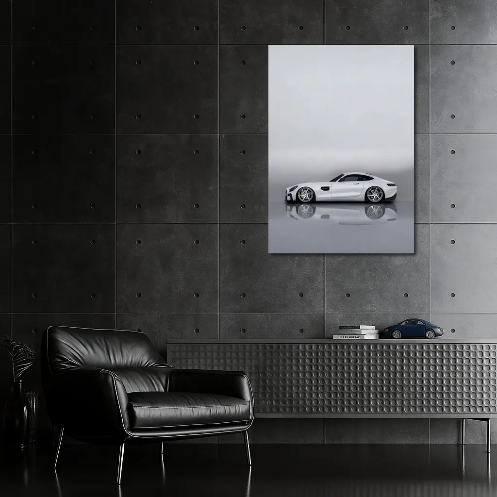Mercedes AMG GT White Studio Side Profile – Wall Art