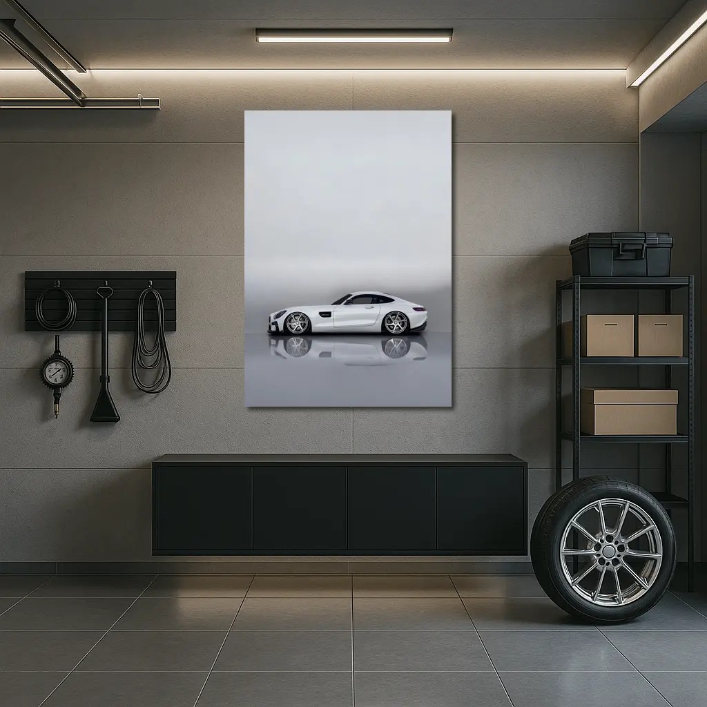 Mercedes AMG GT White Studio Side Profile – Wall Art
