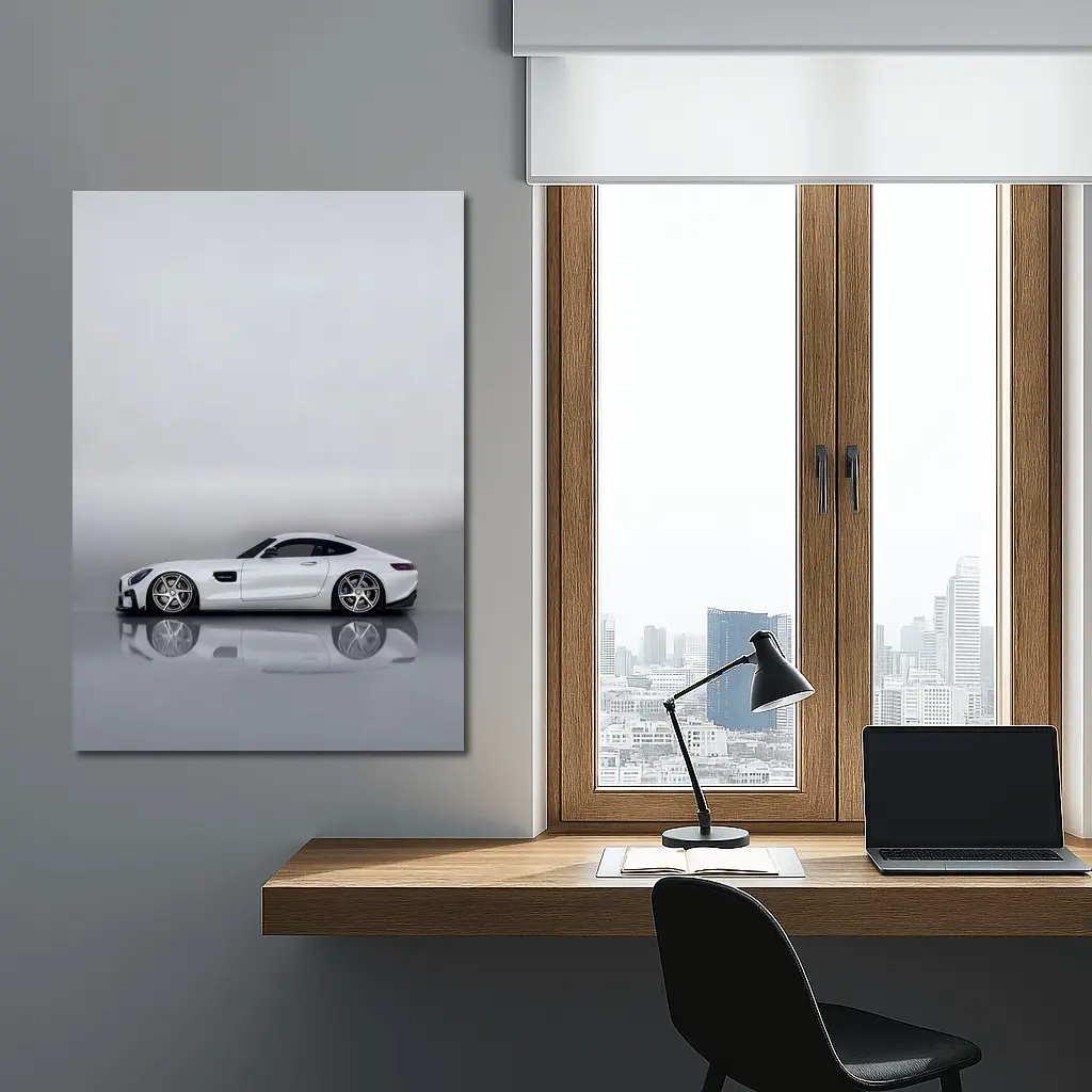 Mercedes AMG GT White Studio Side Profile – Wall Art