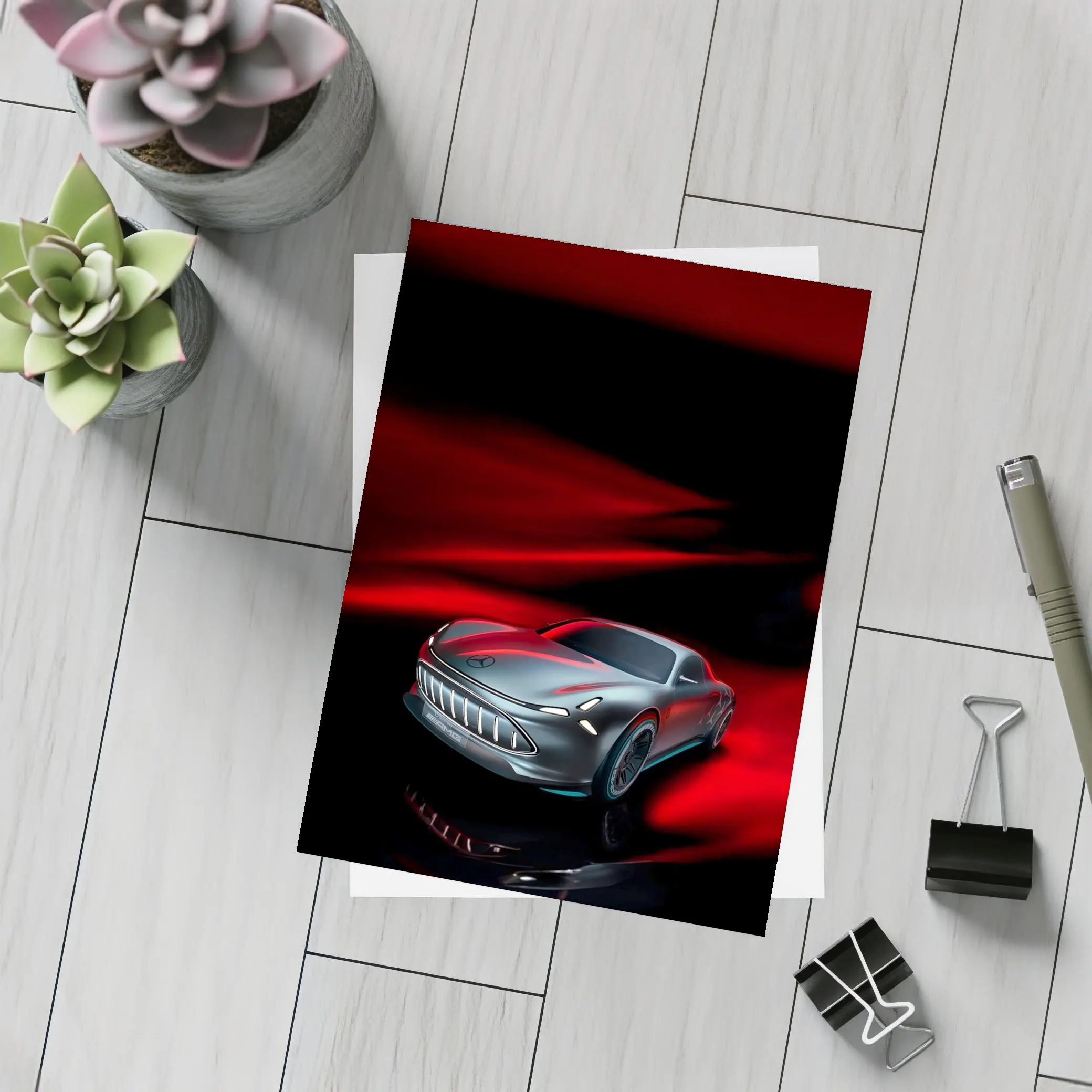 Mercedes Vision AMG Dark Red Background – Postcards
