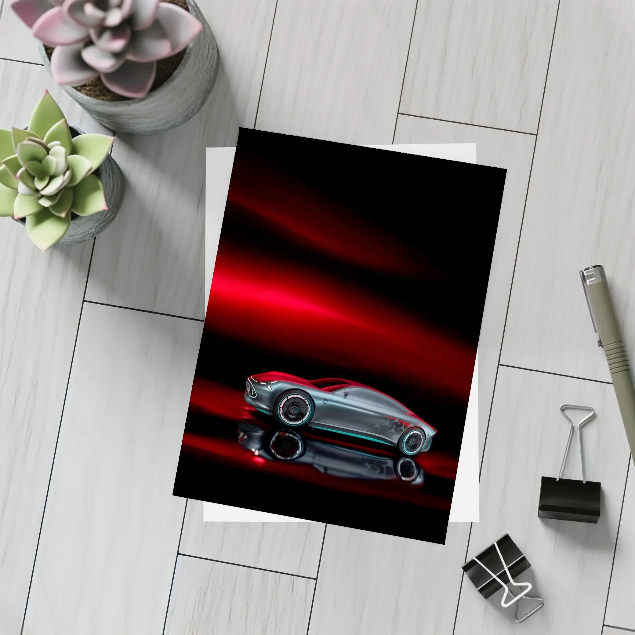 Mercedes Vision AMG Dark Red Background – Postcards
