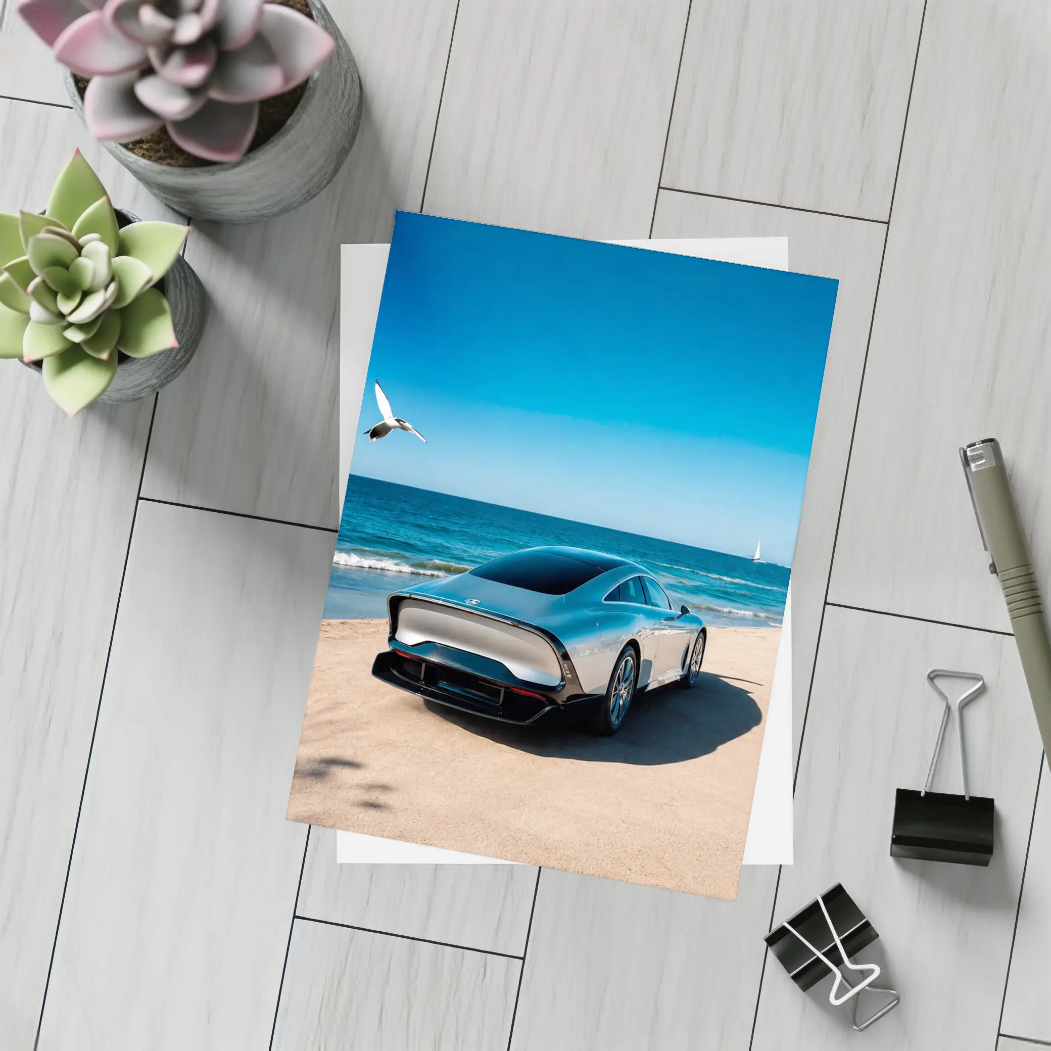 Mercedes Vision EQXX Silver Beach Coastal – Postcards