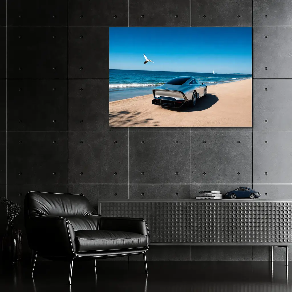 Mercedes Vision EQXX Silver Beach Coastal – Wall Art
