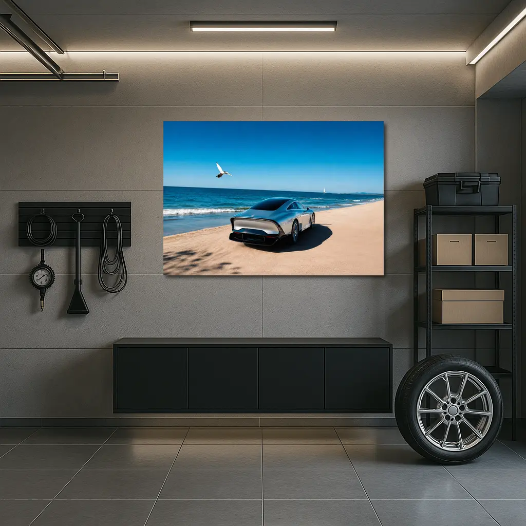 Mercedes Vision EQXX Silver Beach Coastal – Wall Art