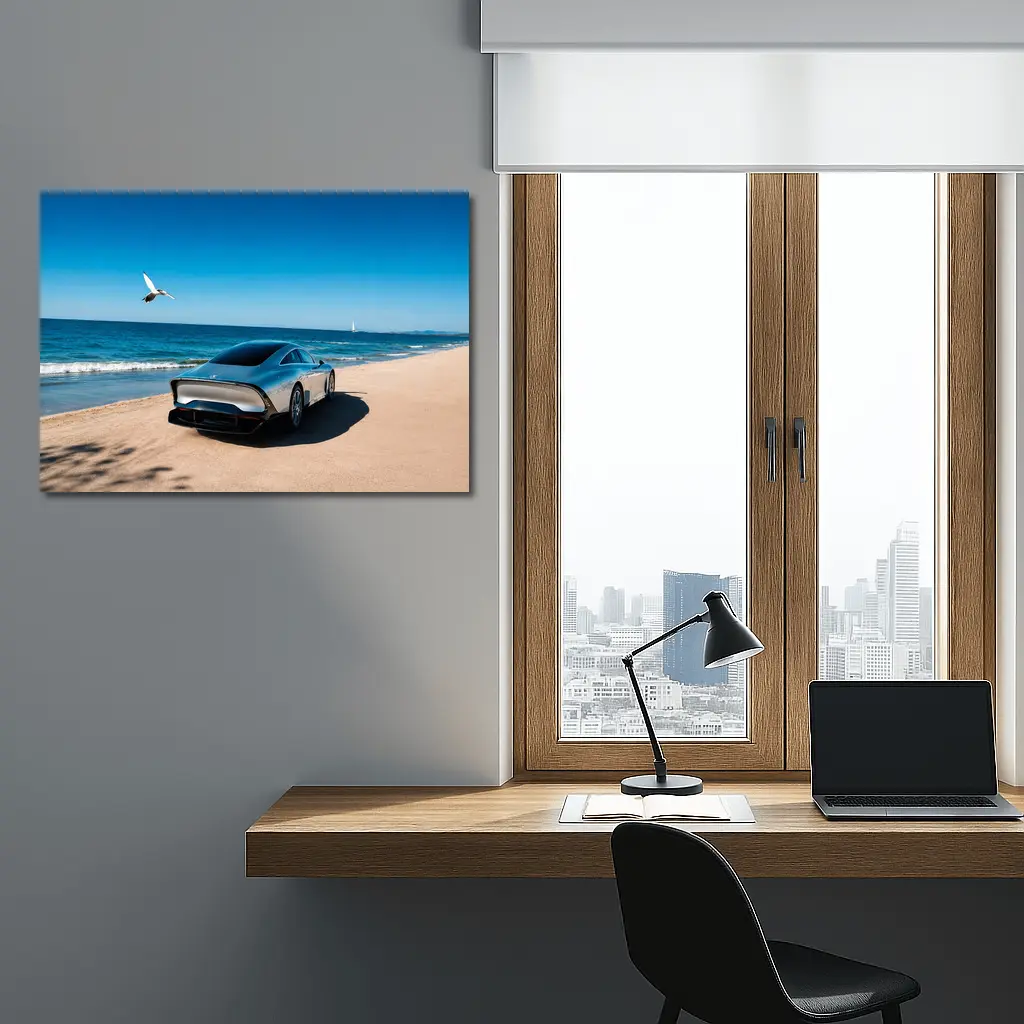 Mercedes Vision EQXX Silver Beach Coastal – Wall Art