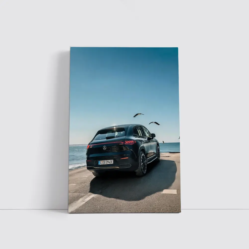 Mercedes EQC SUV Parked by Coastal Road – Wall Art