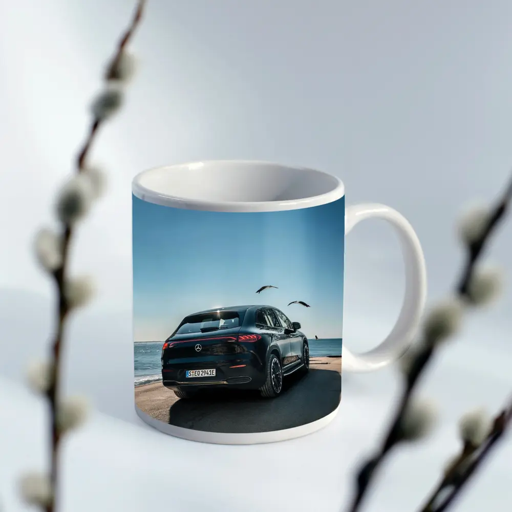 Mercedes EQC SUV Parked by Coastal Road – Mugs