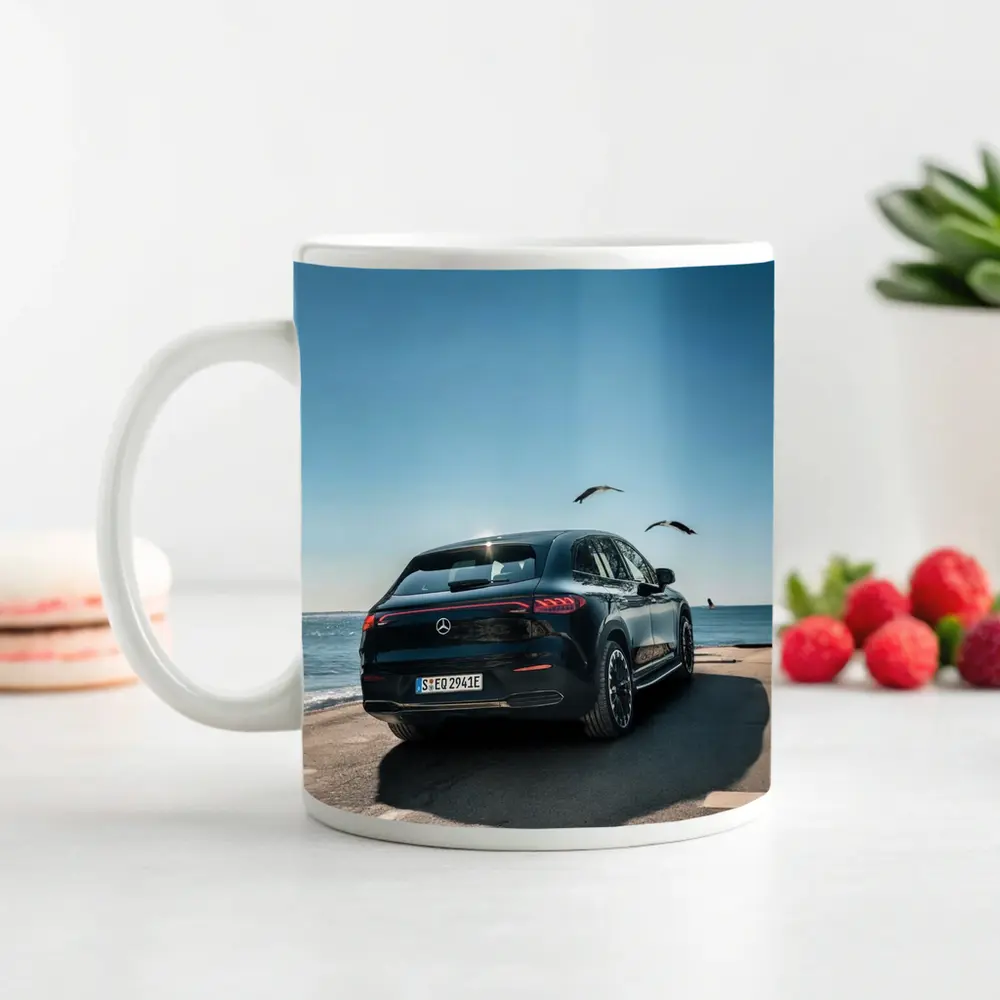 Mercedes EQC SUV Parked by Coastal Road – Mugs