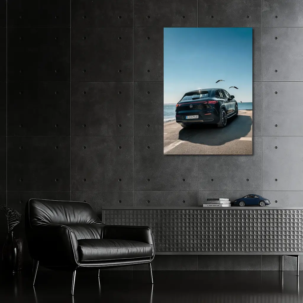 Mercedes EQC SUV Parked by Coastal Road – Wall Art