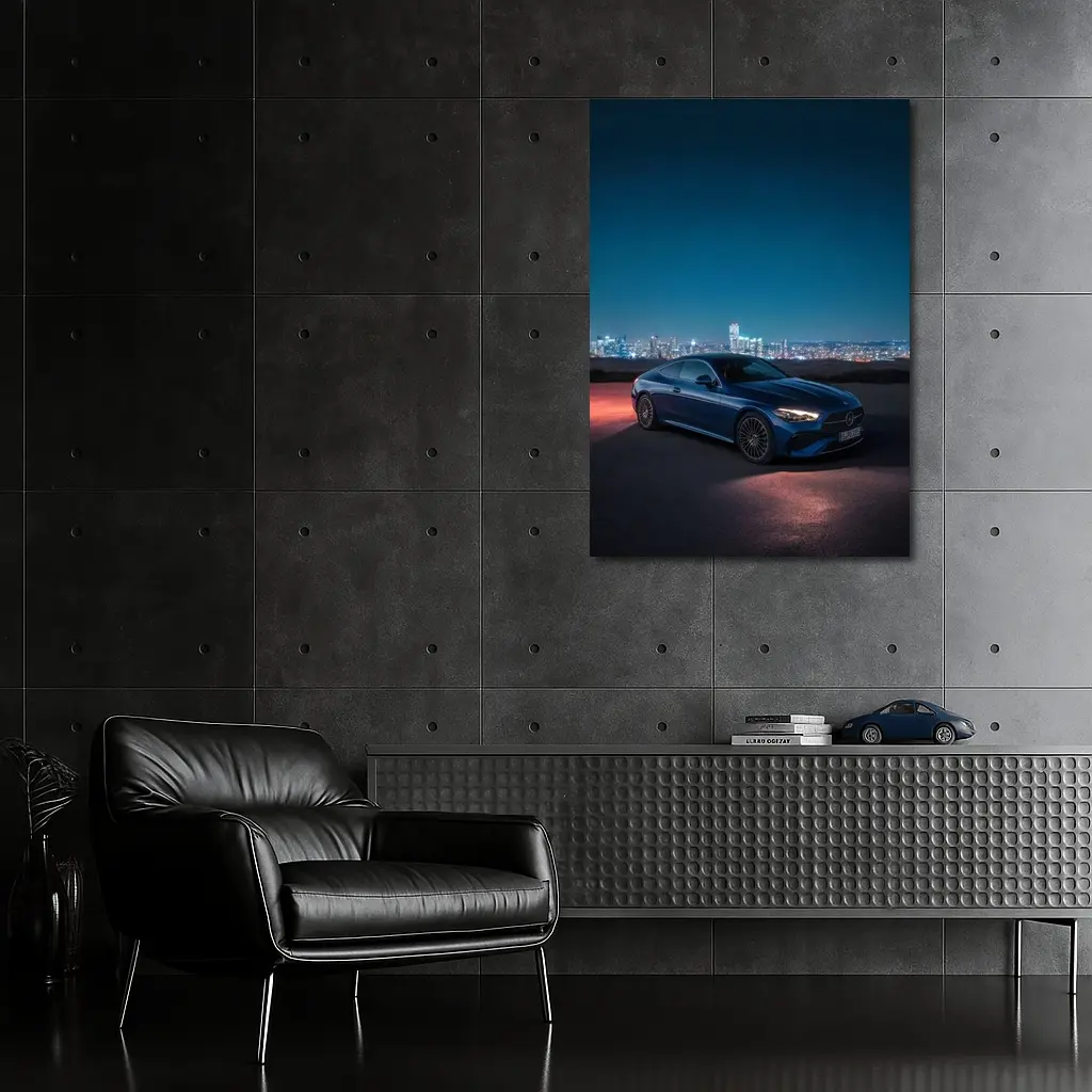 Mercedes CLE Coupe Blue City Night – Wall Art