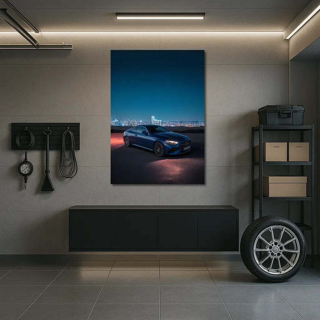 Mercedes CLE Coupe Blue City Night – Wall Art