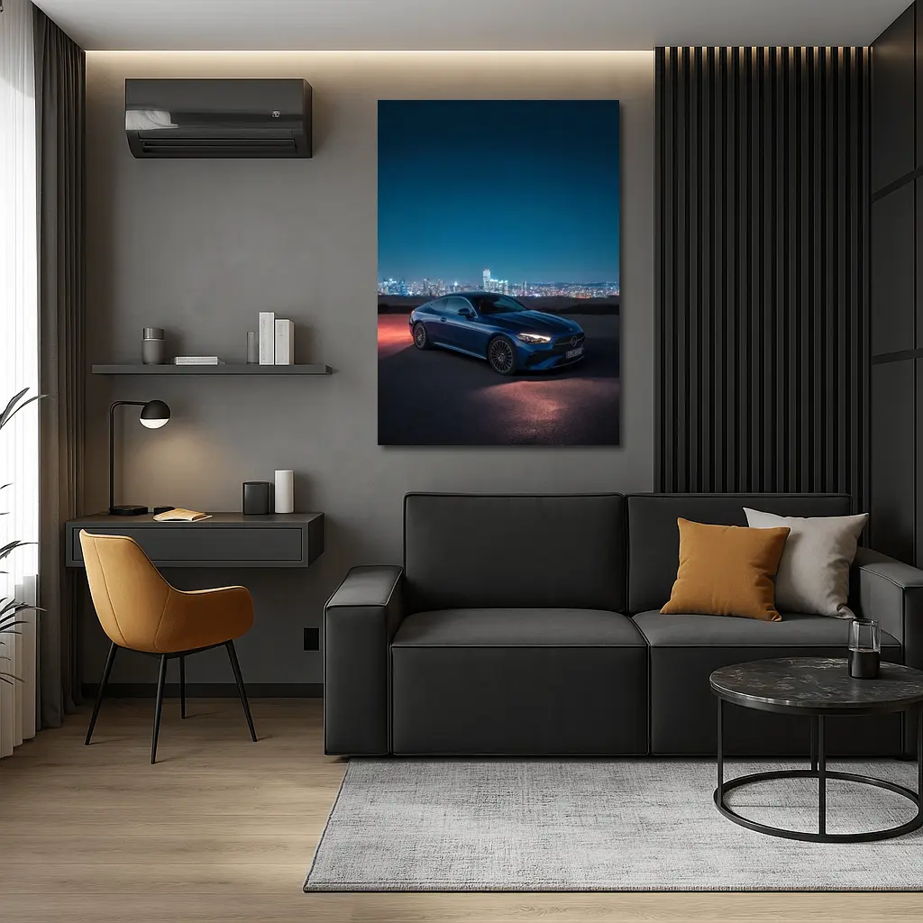 Mercedes CLE Coupe Blue City Night – Wall Art