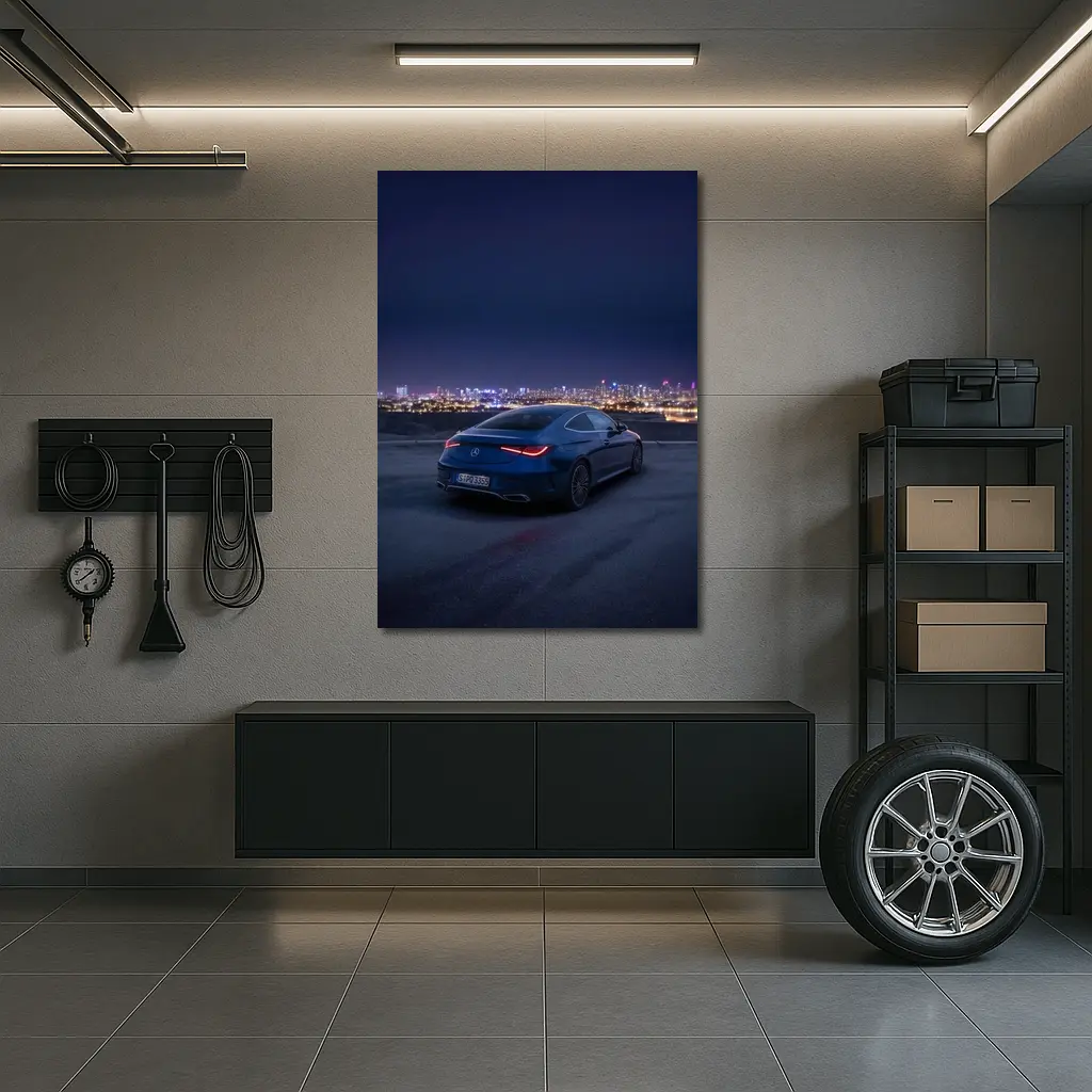 Mercedes CLS Night City Skyline Blue – Wall Art