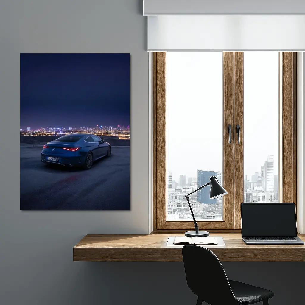 Mercedes CLS Night City Skyline Blue – Wall Art