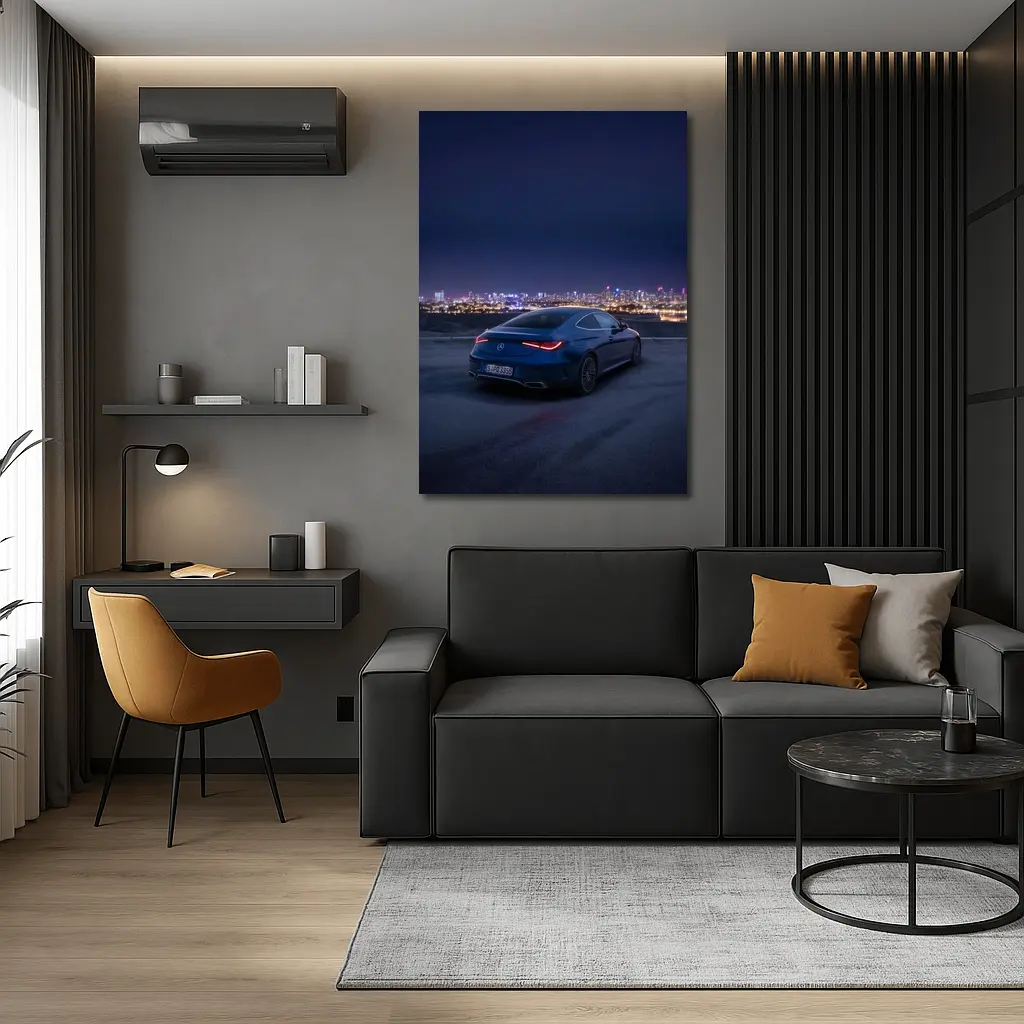 Mercedes CLS Night City Skyline Blue – Wall Art