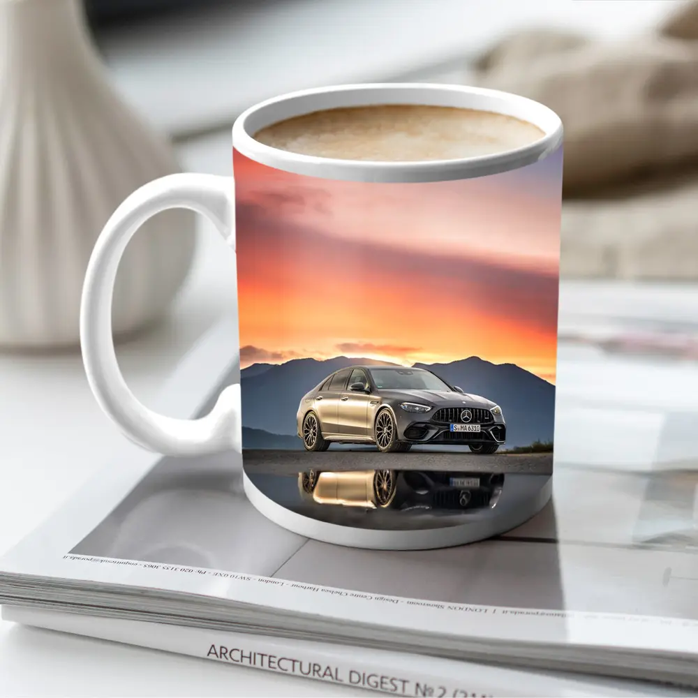 Mercedes AMG C63 Sunset Mountain Reflection – Mugs