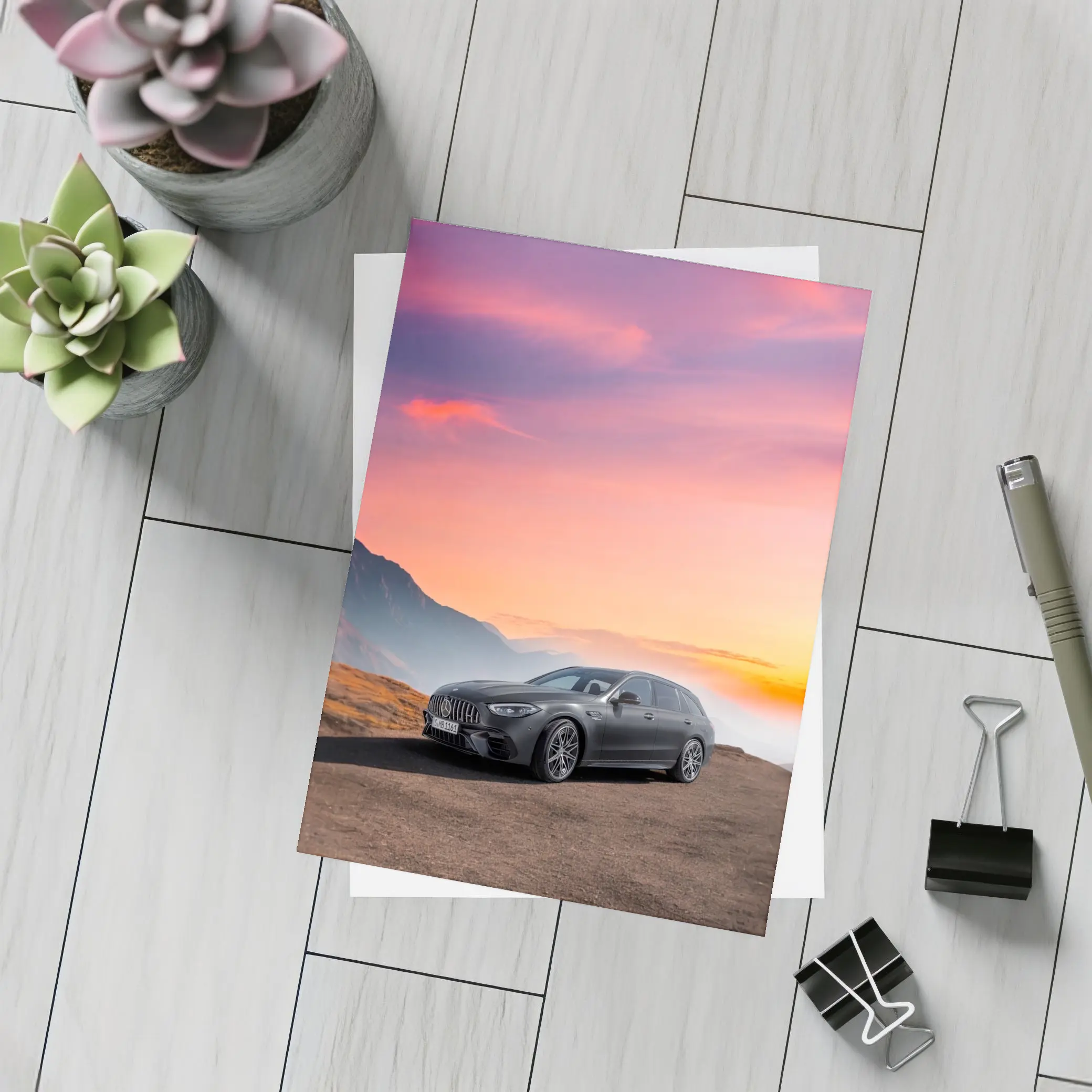 Mercedes AMG C63 Wagon Mountain Sunset – Postcards