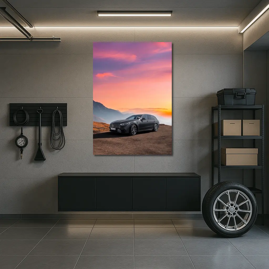 Mercedes AMG C63 Wagon Mountain Sunset – Wall Art