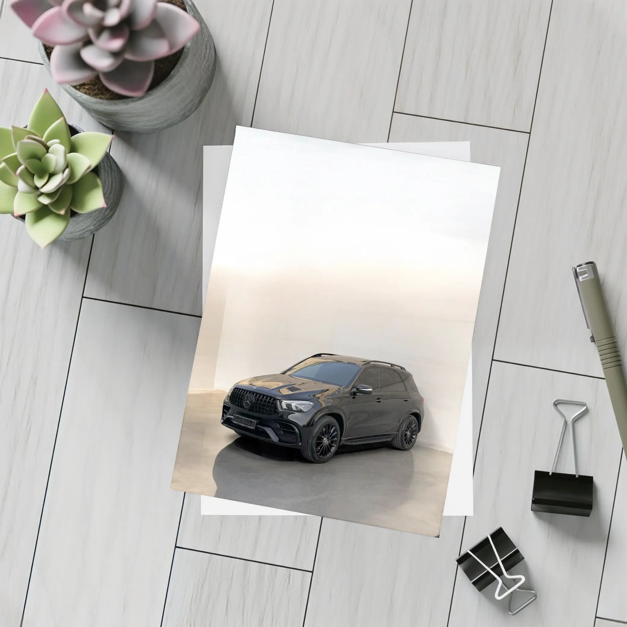Mercedes Benz GLE Class Black Minimal Studio – Postcards