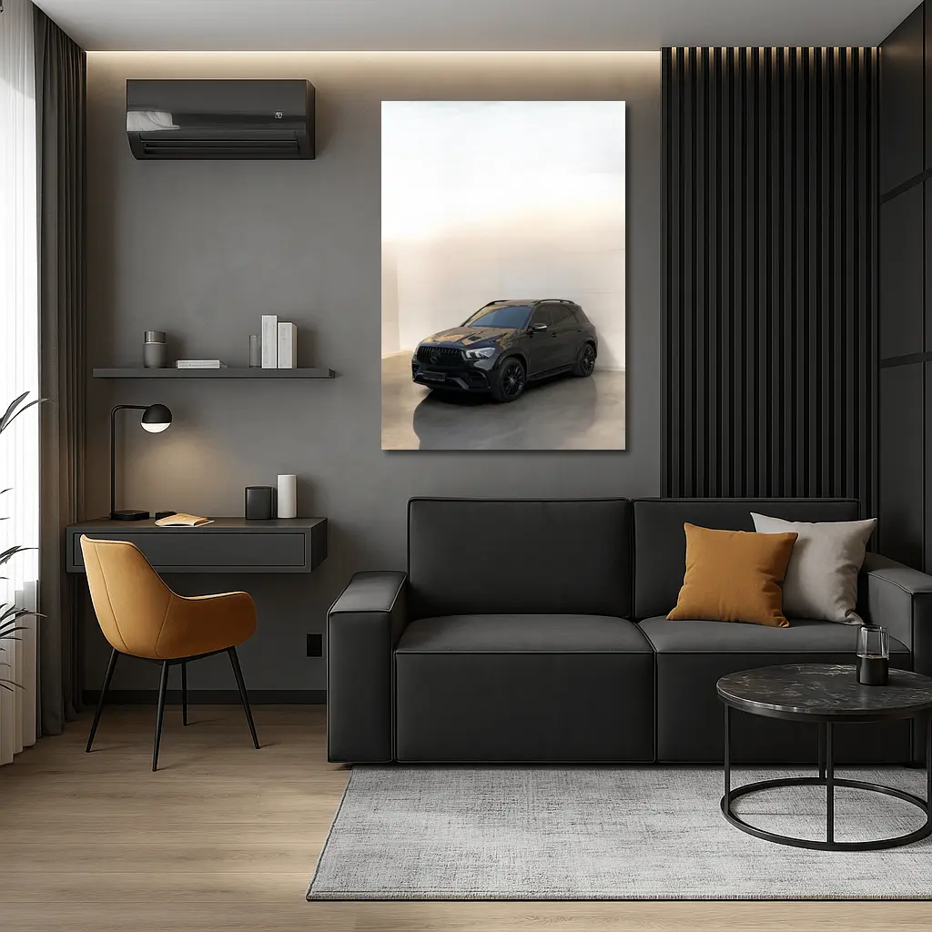 Mercedes Benz GLE Class Black Minimal Studio – Wall Art