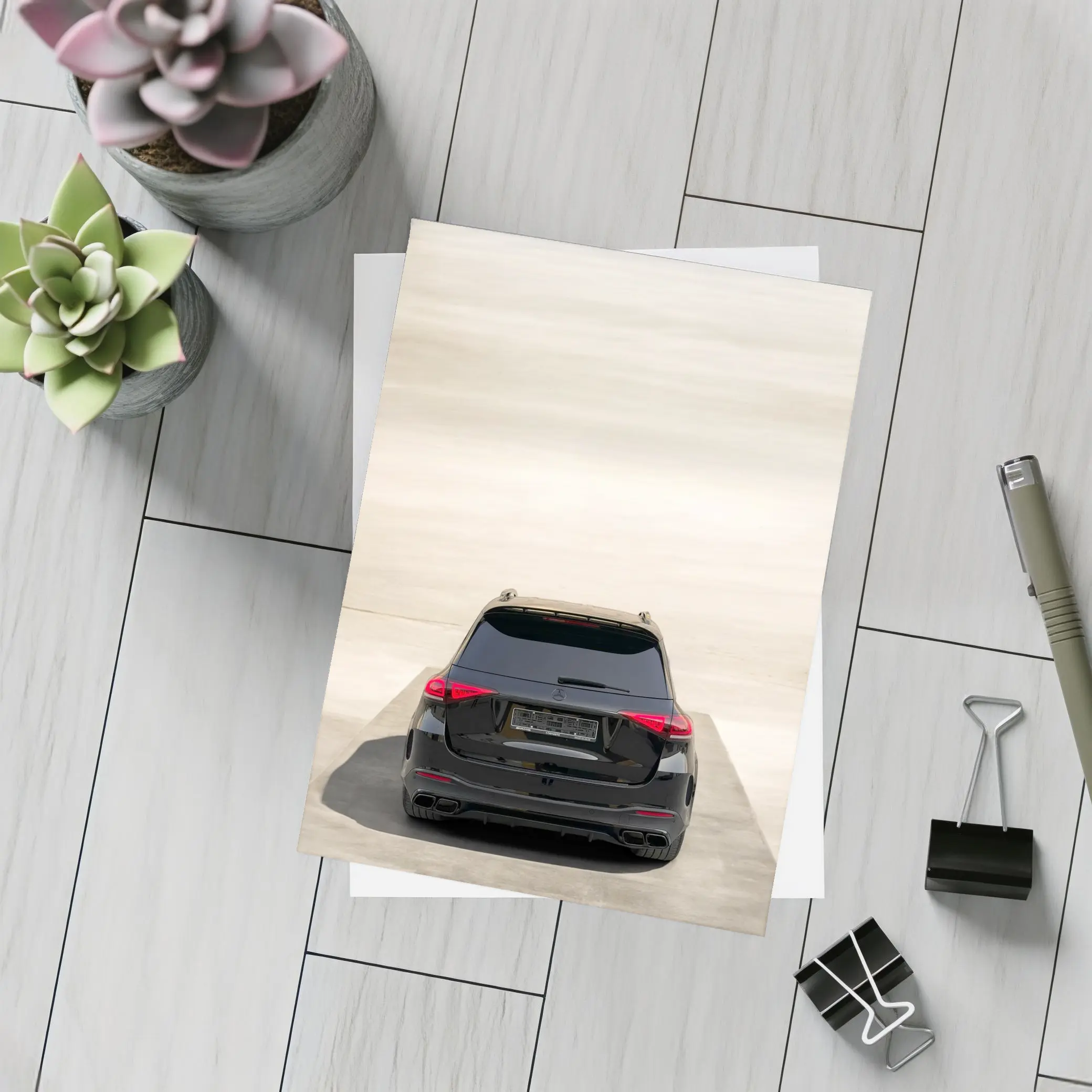 Mercedes GLE Class Black Rear Parking Lot – Postcards