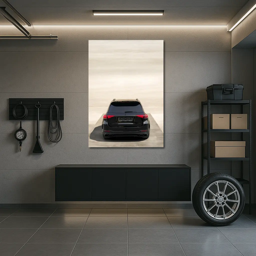 Mercedes GLE Class Black Rear Parking Lot – Wall Art