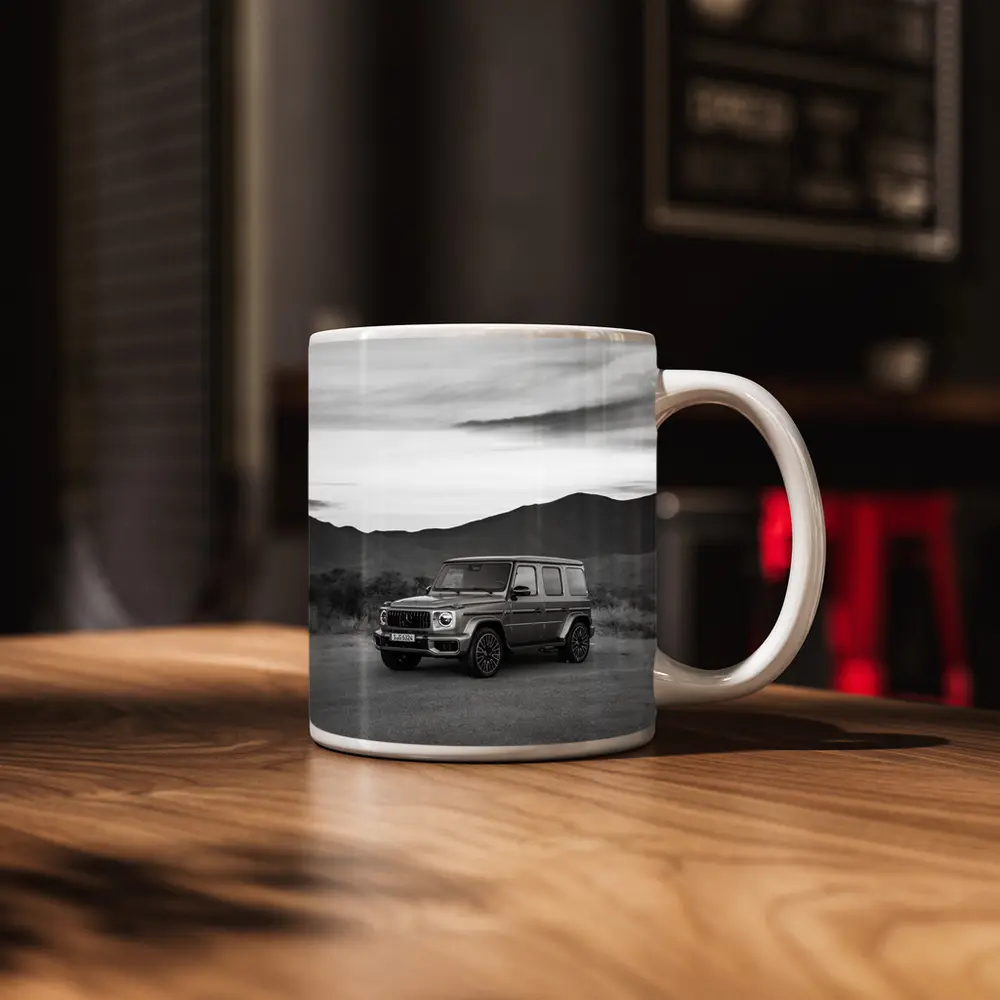 Mercedes G Class Black White Mountain Landscape – Mugs