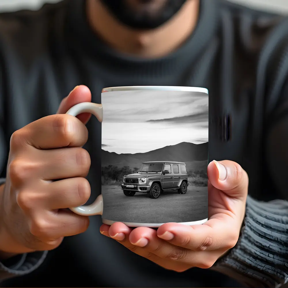 Mercedes G Class Black White Mountain Landscape – Mugs