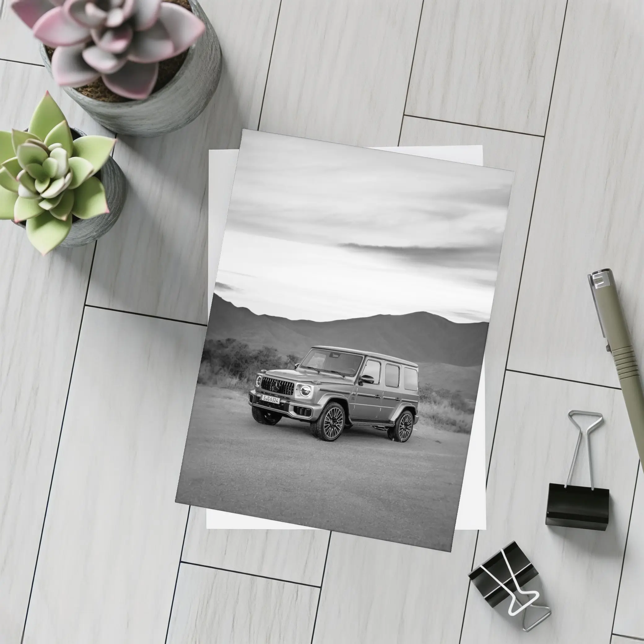 Mercedes G Class Black White Mountain Landscape – Postcards
