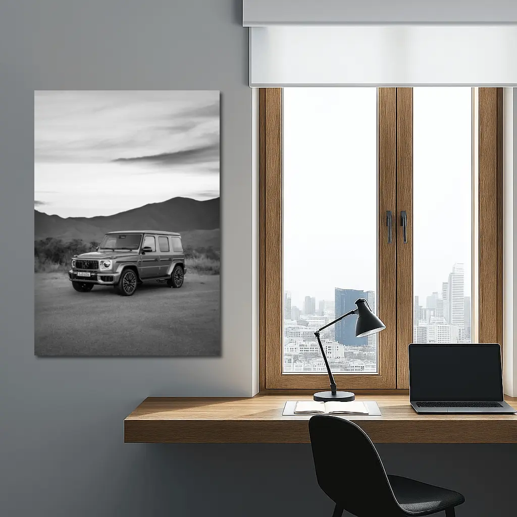 Mercedes G Class Black White Mountain Landscape – Wall Art