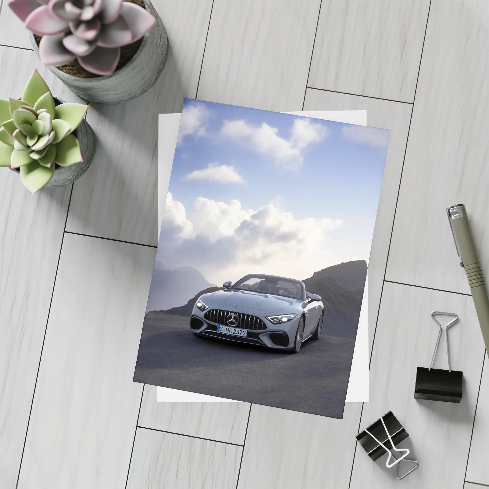 Mercedes SL Class Silver Mountain Road – Postcards