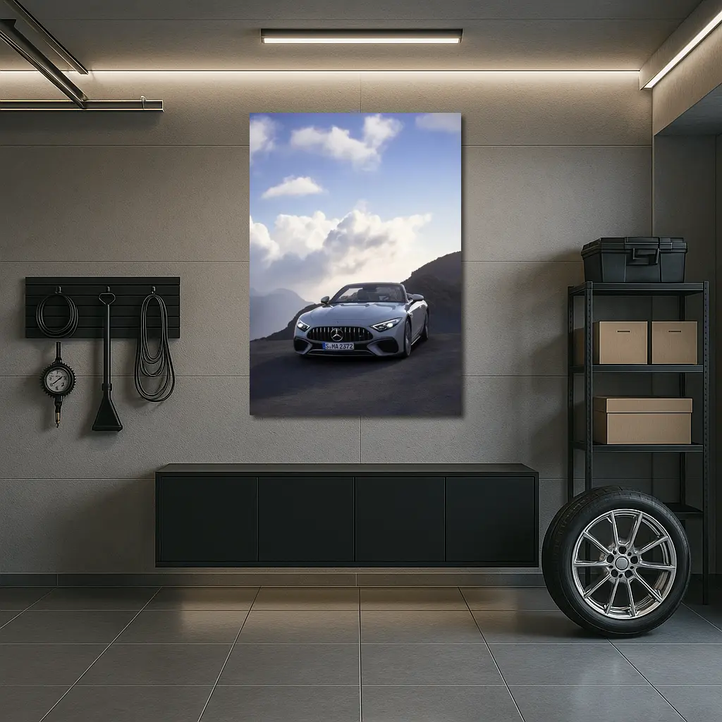 Mercedes SL Class Silver Mountain Road – Wall Art