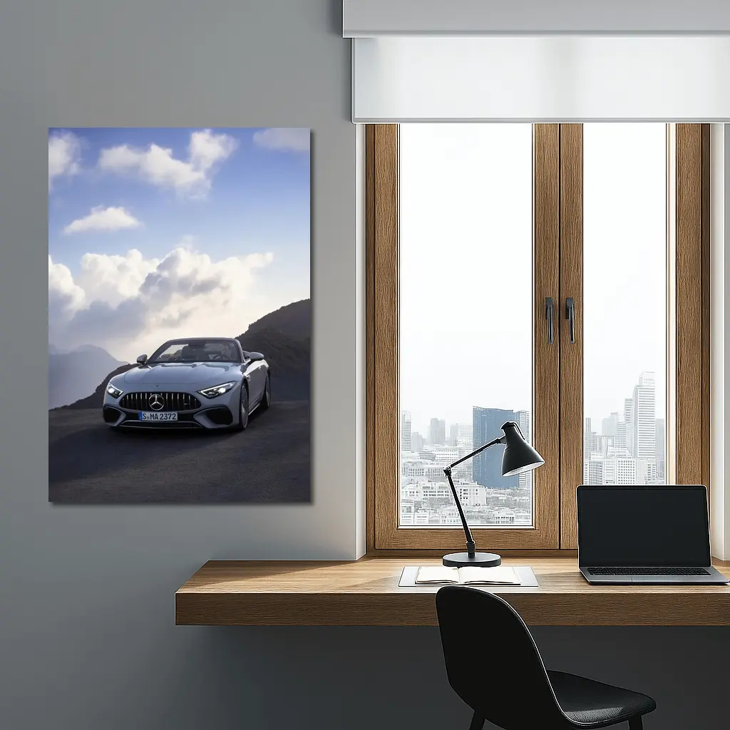 Mercedes SL Class Silver Mountain Road – Wall Art