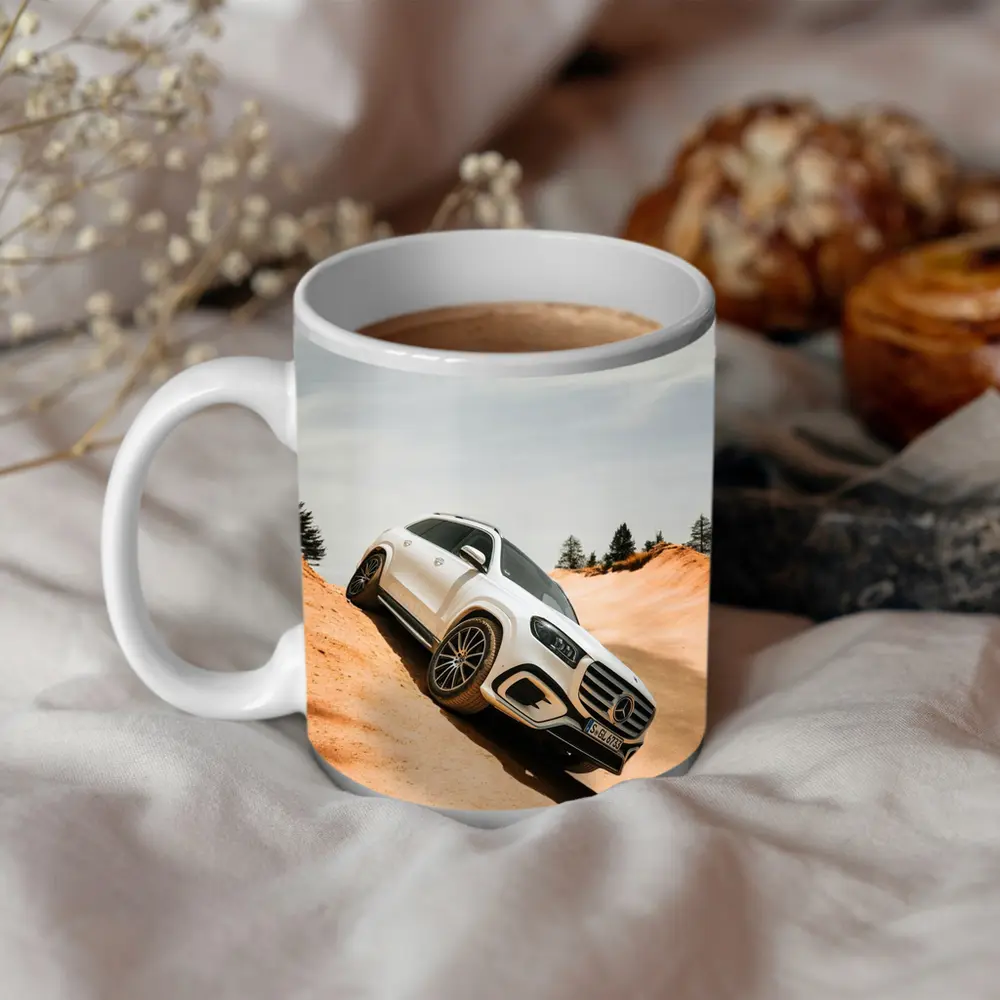Mercedes GLS Class White SUV Sandy Dunes – Mugs