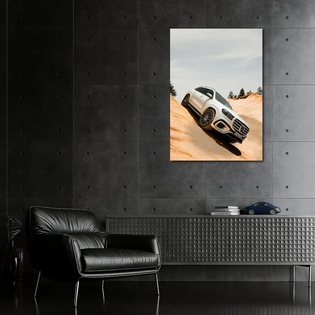 Mercedes GLS Class White SUV Sandy Dunes – Wall Art