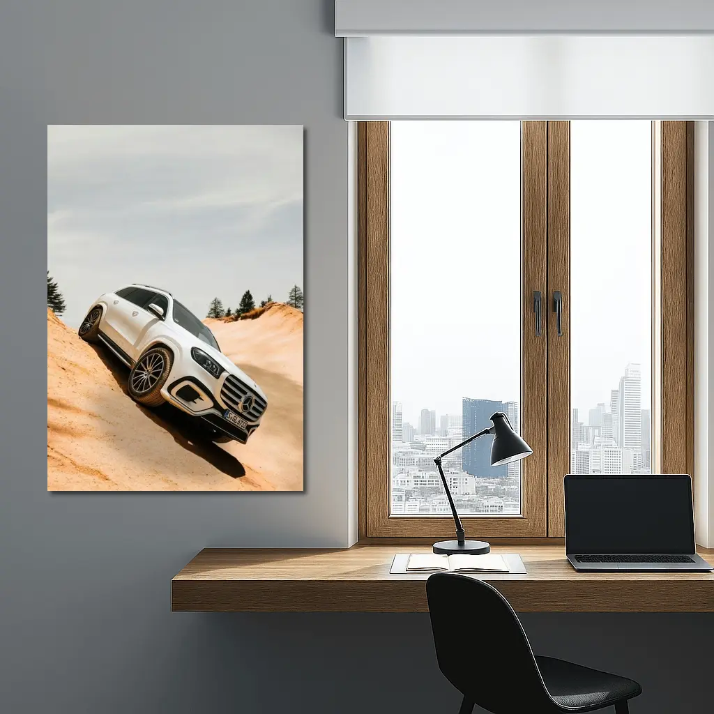 Mercedes GLS Class White SUV Sandy Dunes – Wall Art