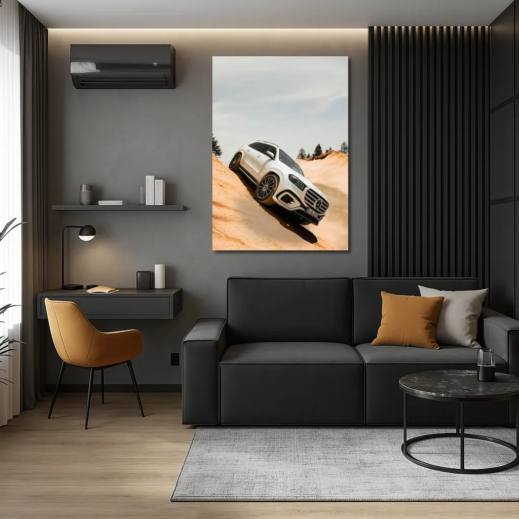 Mercedes GLS Class White SUV Sandy Dunes – Wall Art