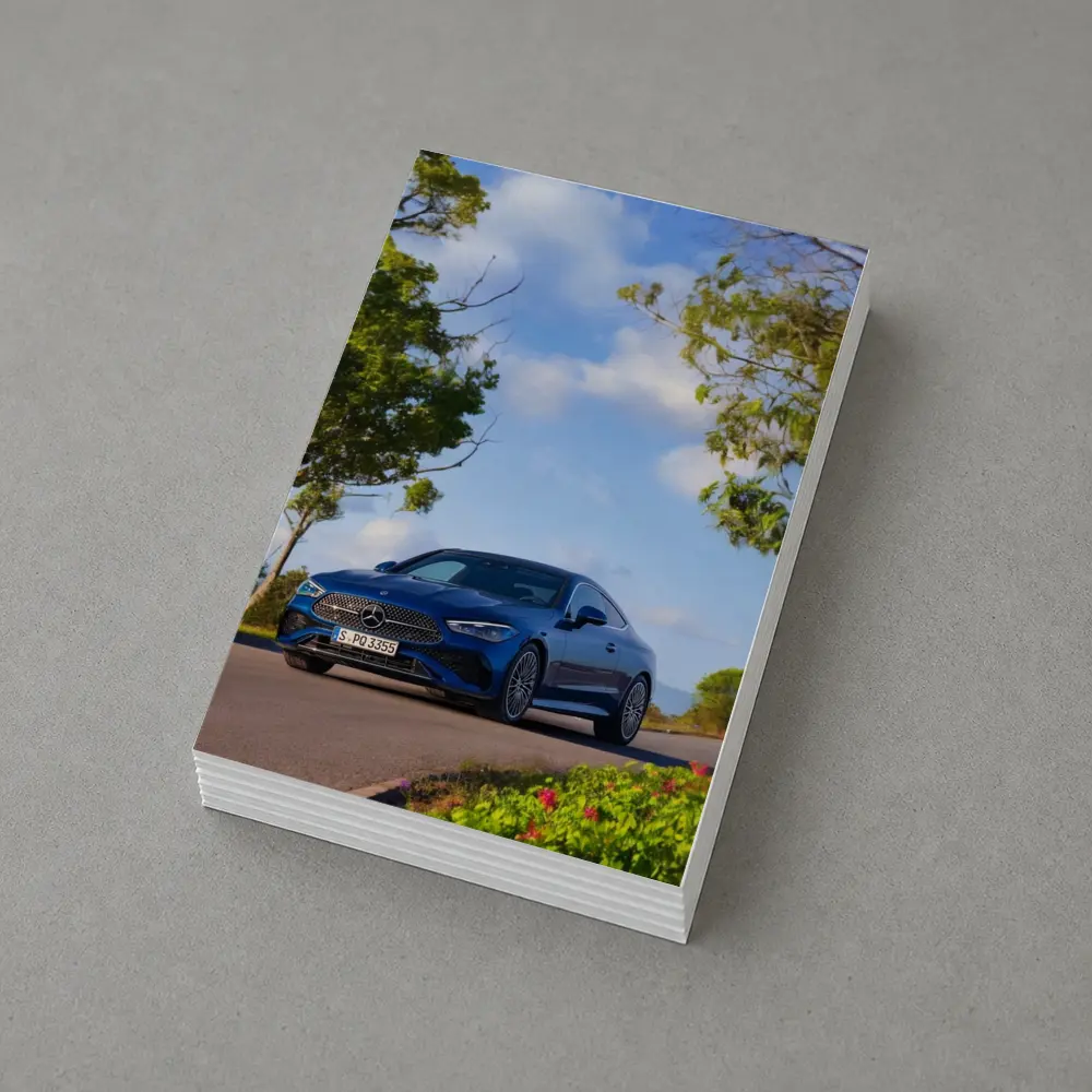 Mercedes CLE Coupe Blue Coastal Road – Postcards