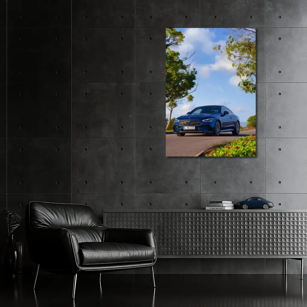 Mercedes CLE Coupe Blue Coastal Road – Wall Art