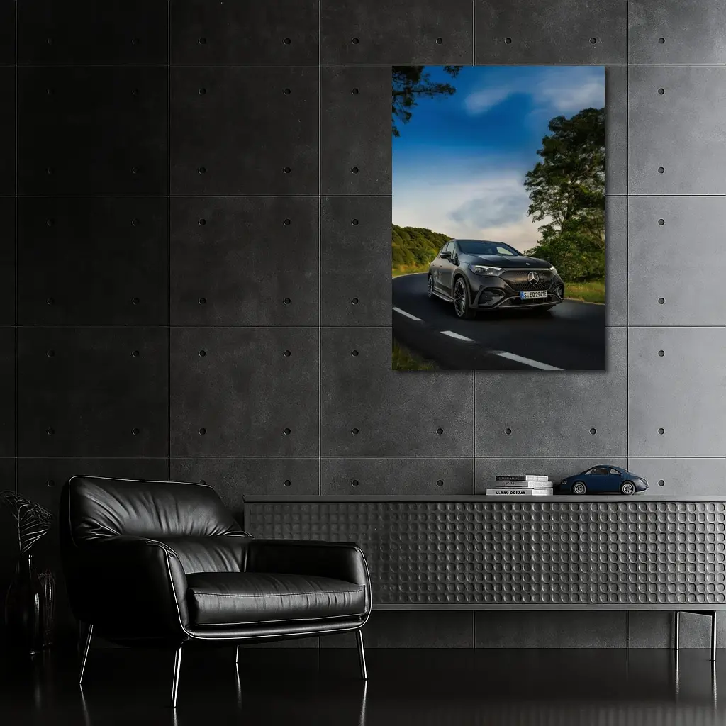 Mercedes EQE AMG Dark Road Green Trees – Wall Art