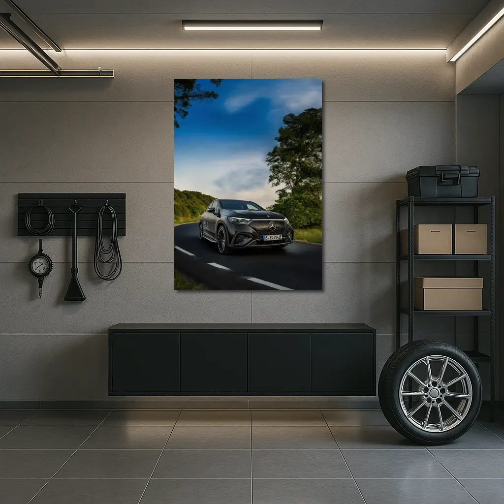 Mercedes EQE AMG Dark Road Green Trees – Wall Art