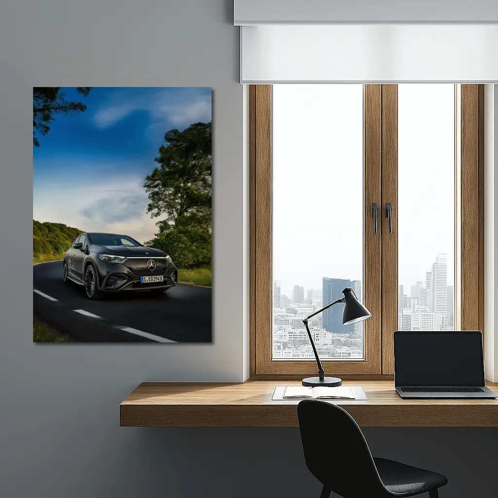 Mercedes EQE AMG Dark Road Green Trees – Wall Art