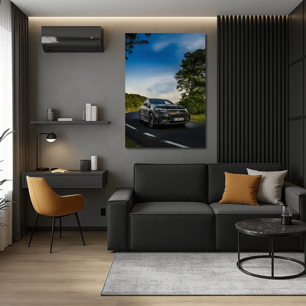 Mercedes EQE AMG Dark Road Green Trees – Wall Art