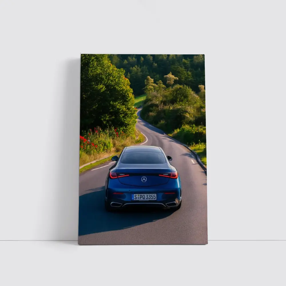 Mercedes CLS Blue Coupe Country Road Drive – Wall Art