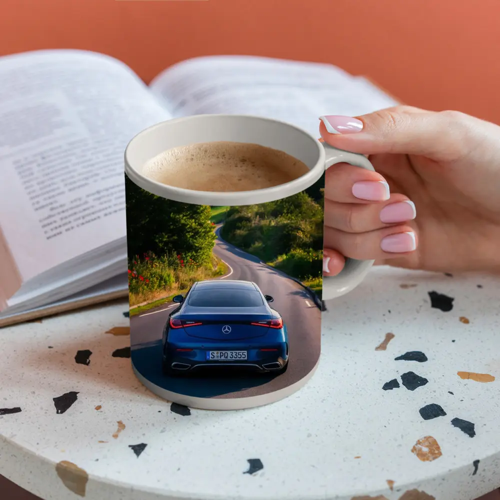 Mercedes CLS Blue Coupe Country Road Drive – Mugs