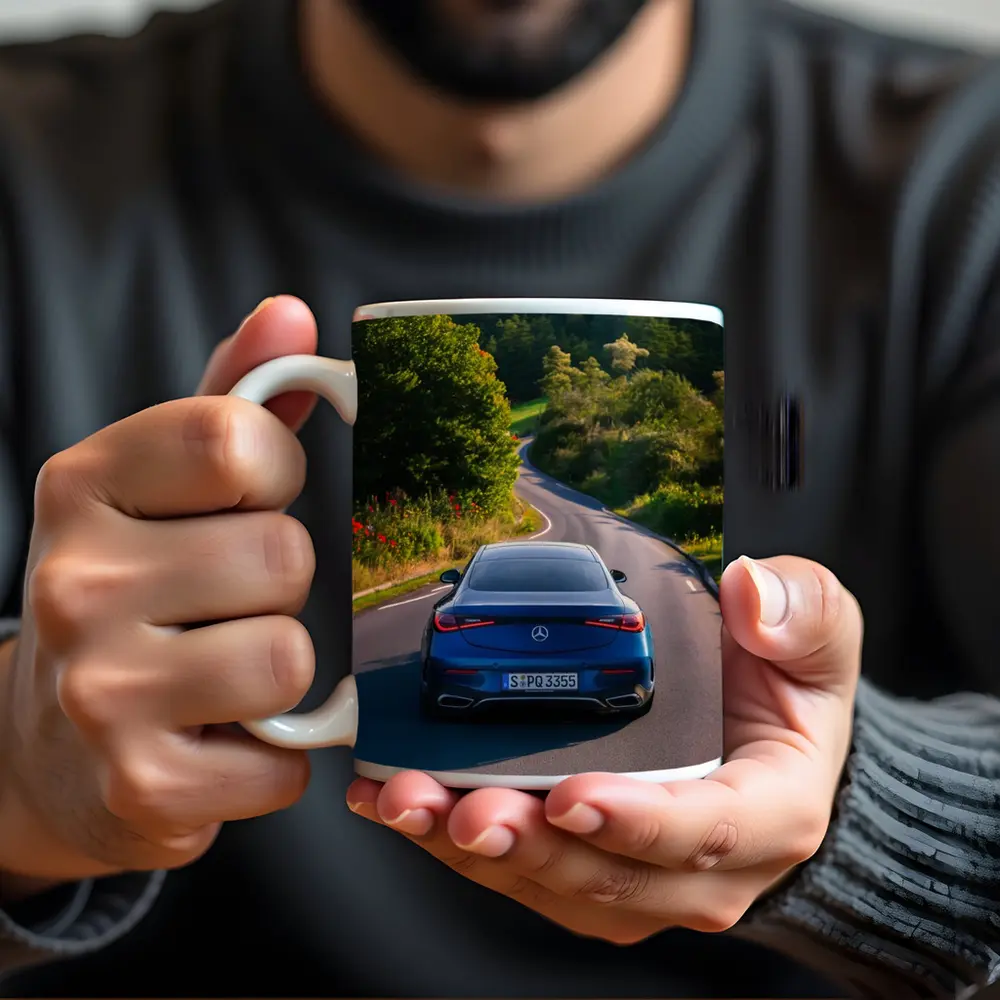 Mercedes CLS Blue Coupe Country Road Drive – Mugs