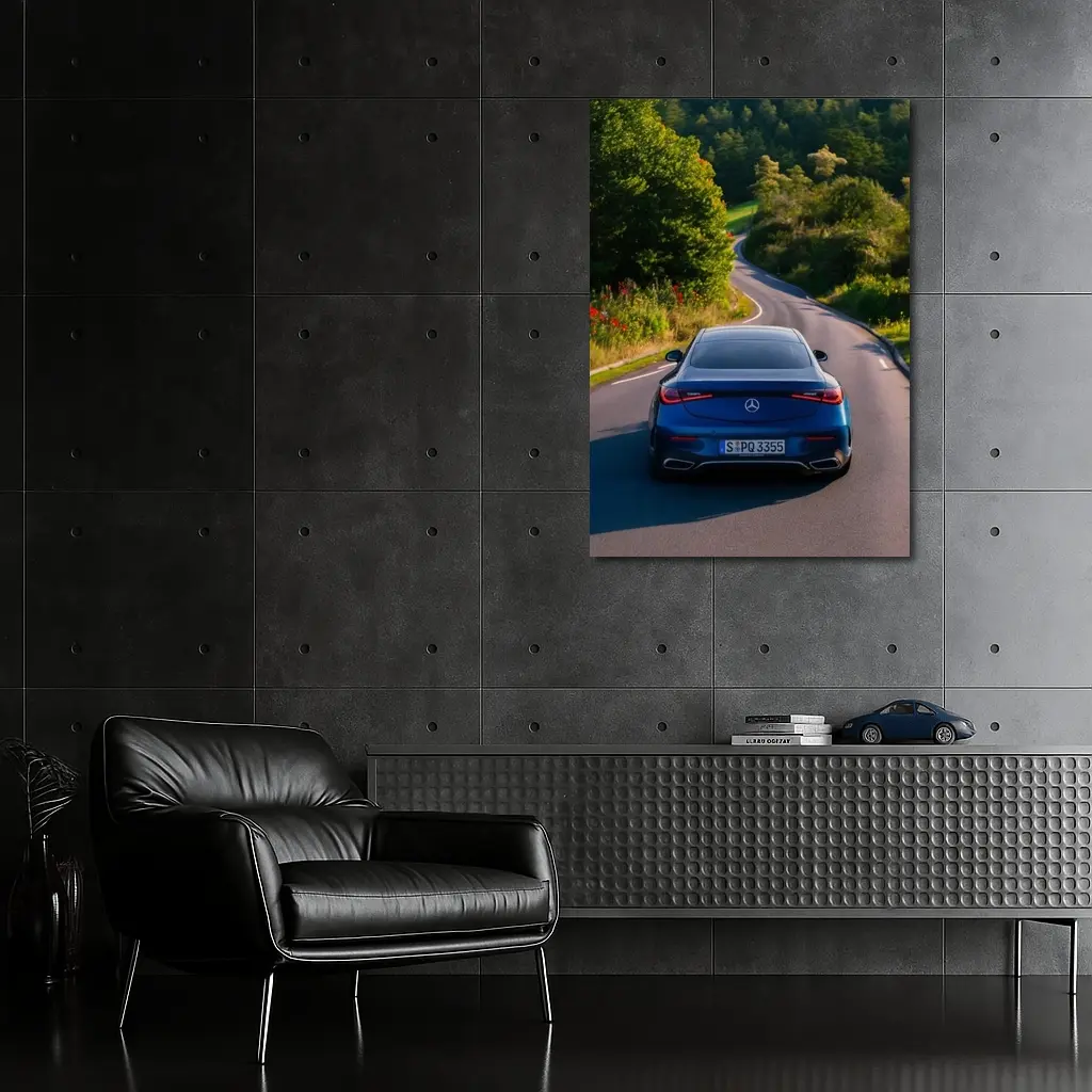 Mercedes CLS Blue Coupe Country Road Drive – Wall Art